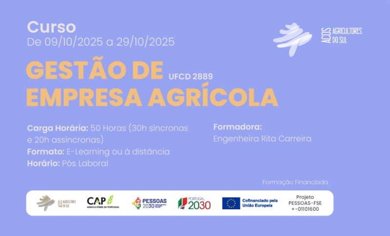 Gestão da Empresa Agrícola | E-learning | 50 Horas